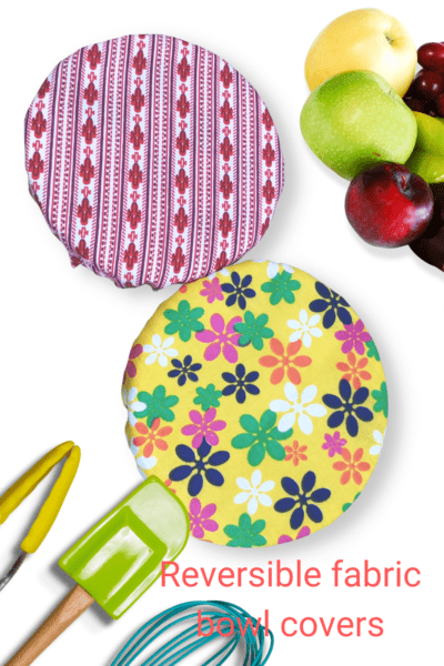 Fabric bowl cover keeps food safe for home and outdoor camping or party use.