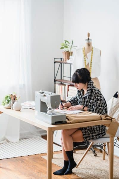 Woman with a sewing machine